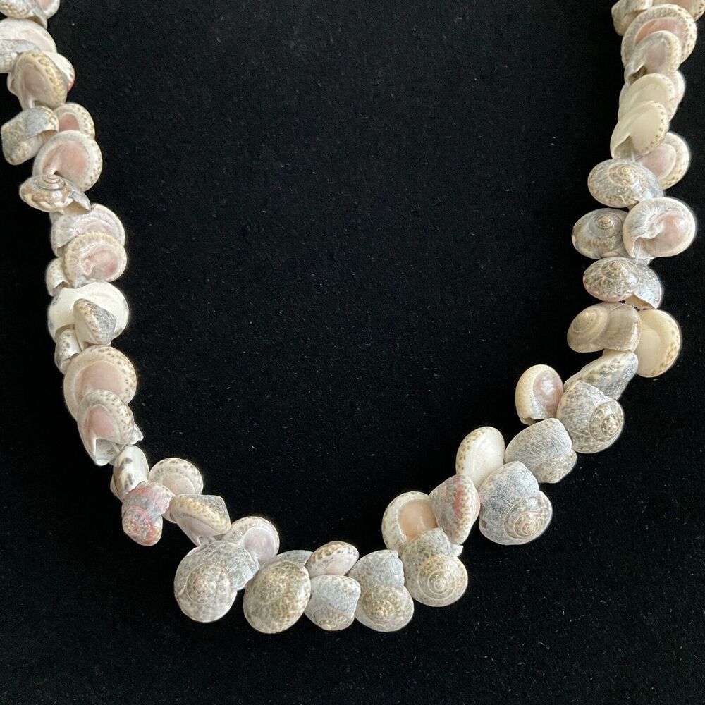 Shell Necklace Long Tiny Sea Shell Beaded Pearles… - image 5